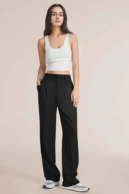 Bella Black Wide Leg Tailored Pants